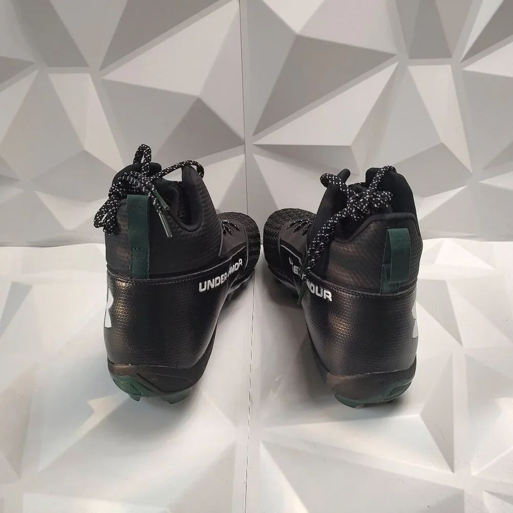 Under Armour Mens Football Cleat 16 Black Green Shoe Lacrosse Spine Hammer - Picture 4 of 11